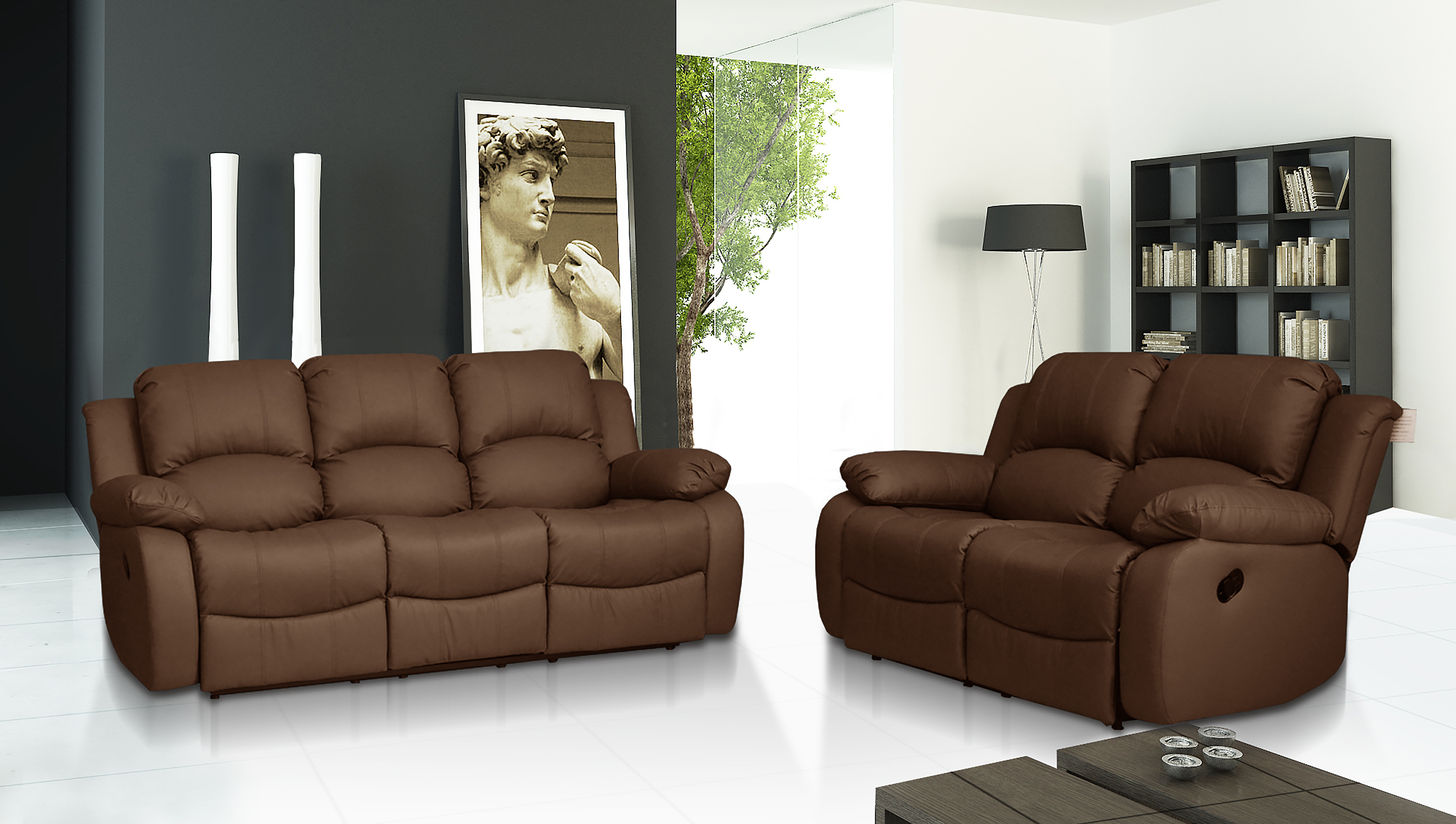 LazyBoy Electric Valencia 3 + 2 Bonded Leather Recliner Sofa Suite